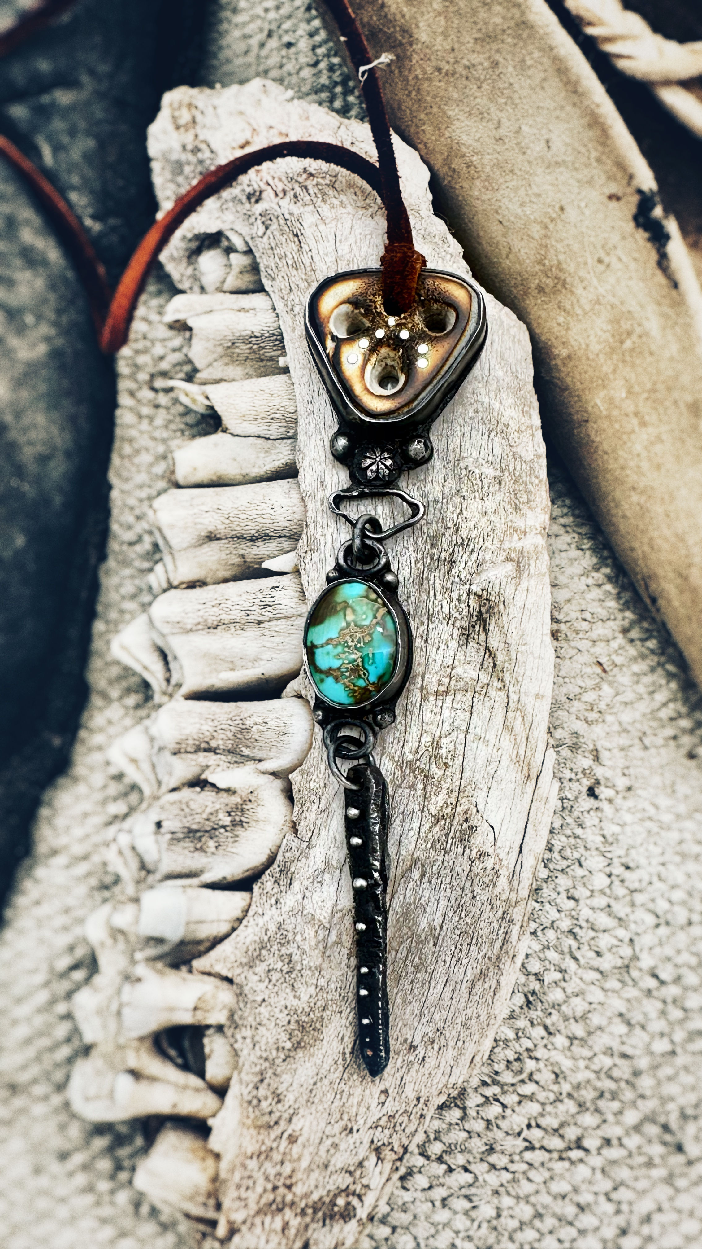 Mountain Mama Carved Antler Talisman #1