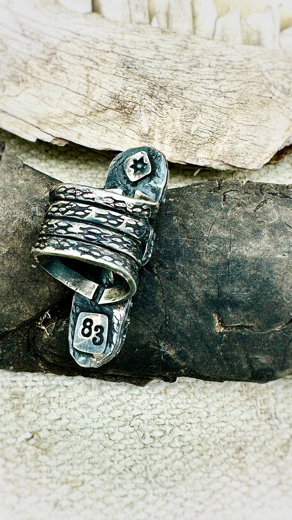 Thumbnail: DESPERADO ANTLER AND TURQUOISE RING size 8