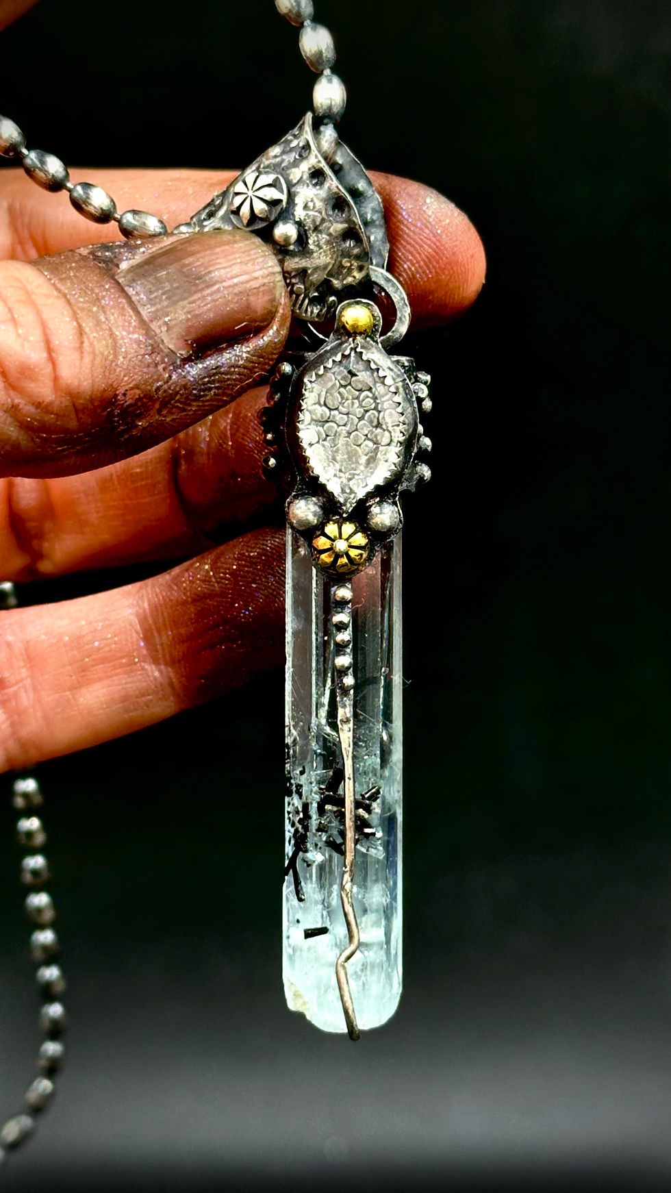 AQUAMARINE CRYSTAL NECKLACE No. 11