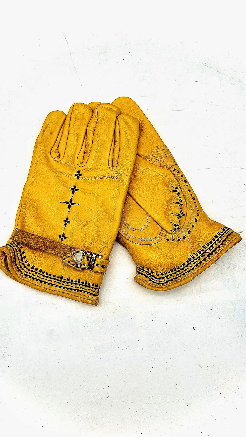 Thumbnail: Leather Work Gloves buds☼ Hand Burned size M (ladies L)