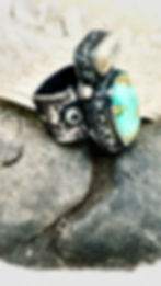 Thumbnail: DESPERADO ANTLER AND TURQUOISE RING size 12