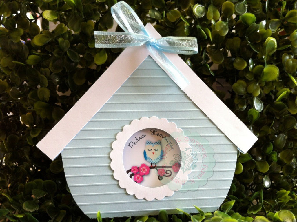 Convite casinha - coruja azul