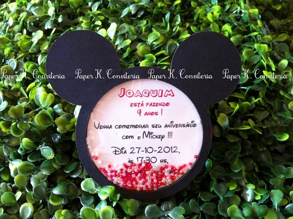 Convite Mickey com miçangas