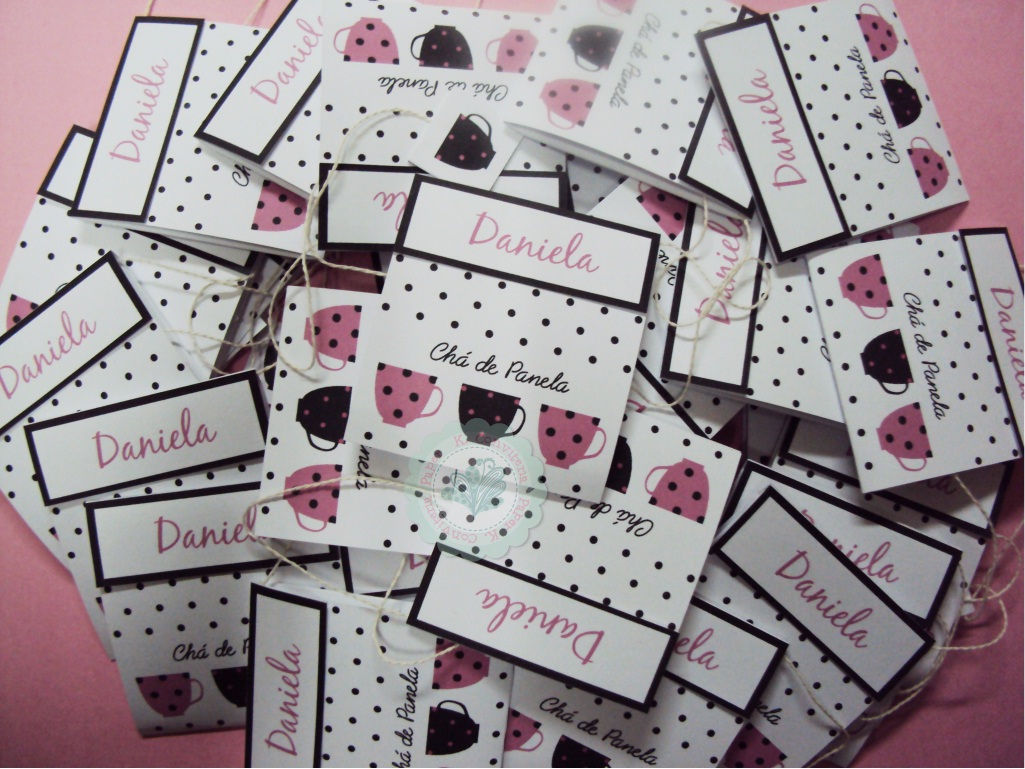 Convite Sachê de Chá - xícaras