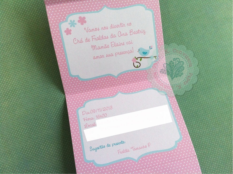 Thumbnail: Convite Chá de Bebê Scrap Baby - passarinhos