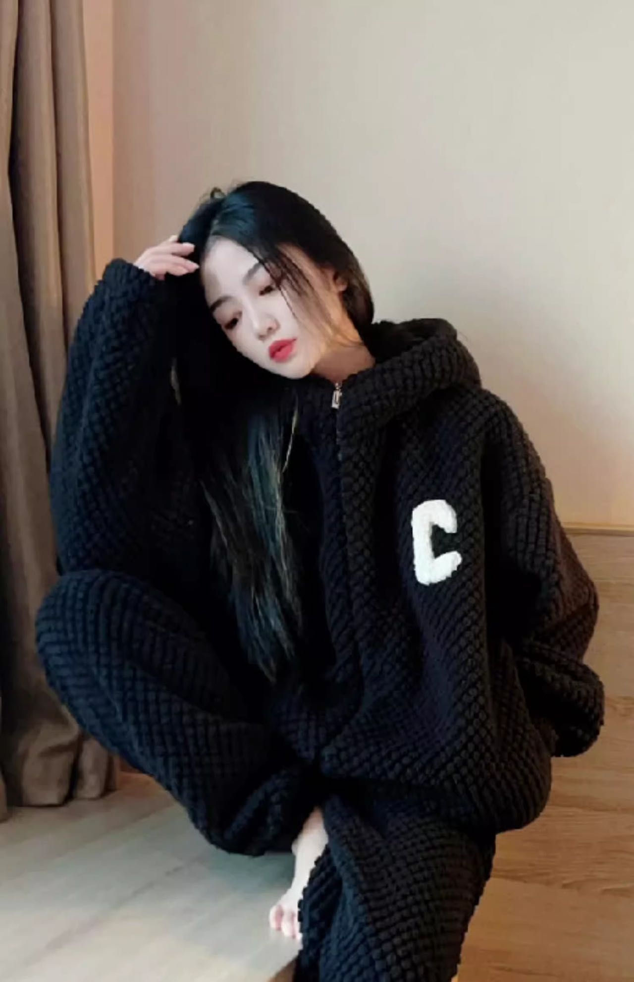 连帽款两件套家居服