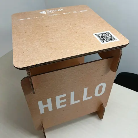 A table made from recycled material 