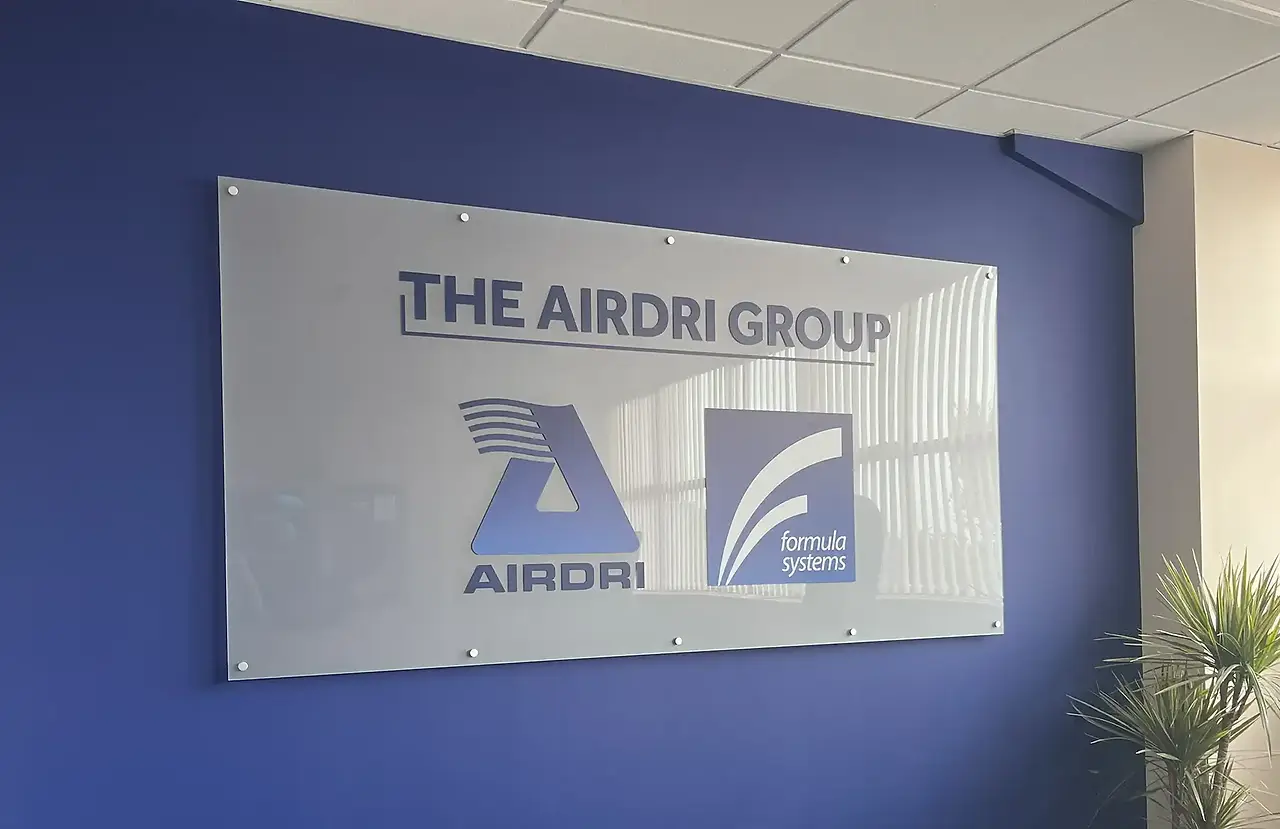 Frosted acrylic with cut vinyl graphics