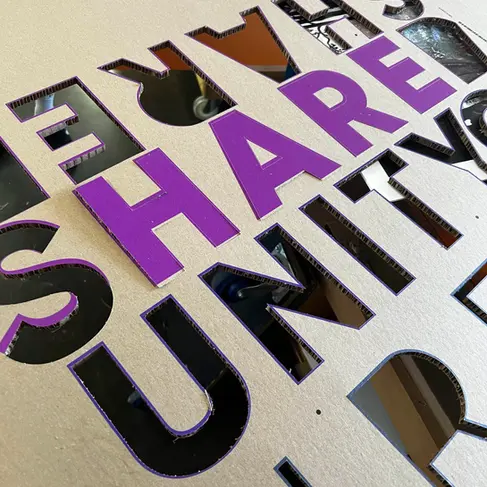 Cut lettering from eco recycled board