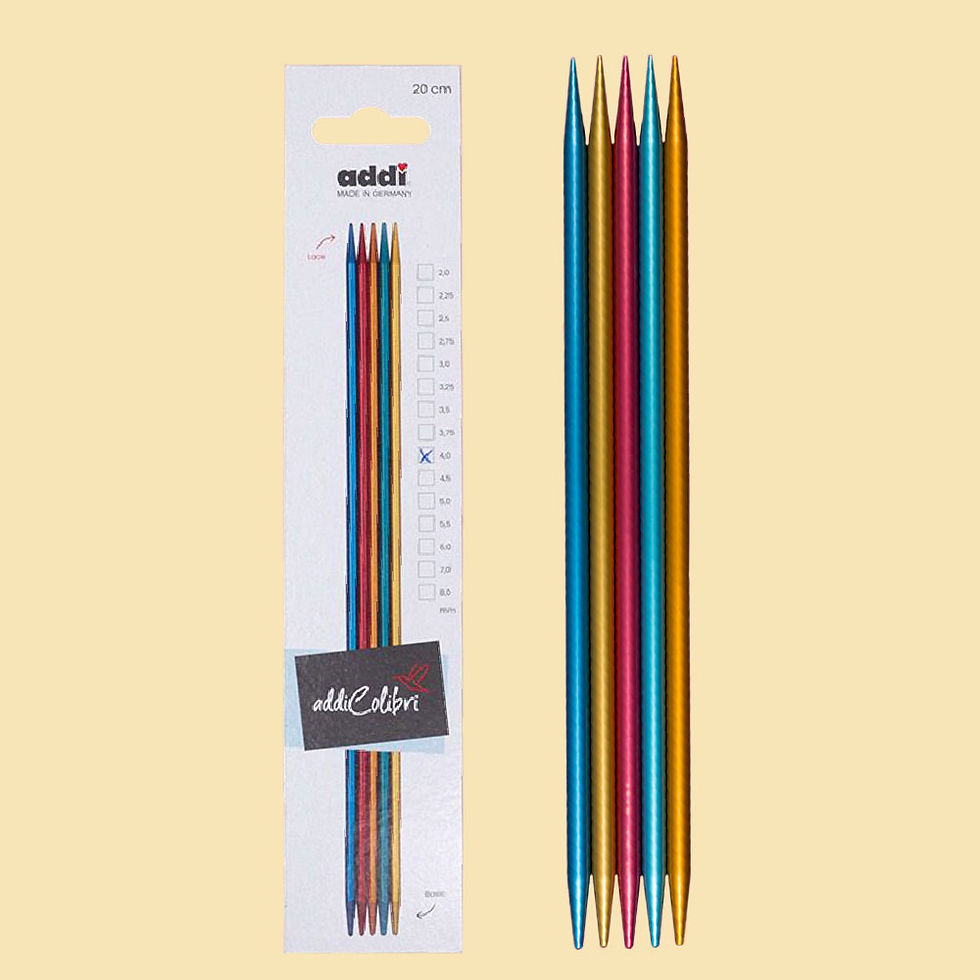 Thumbnail: multi-colored double pointed needles in packaging and without