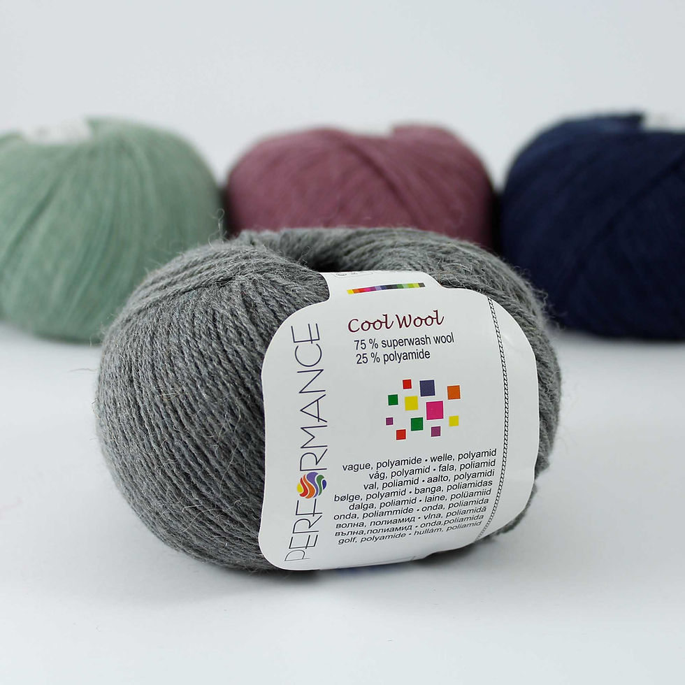 Thumbnail: skein of grey Cool Wool yarn