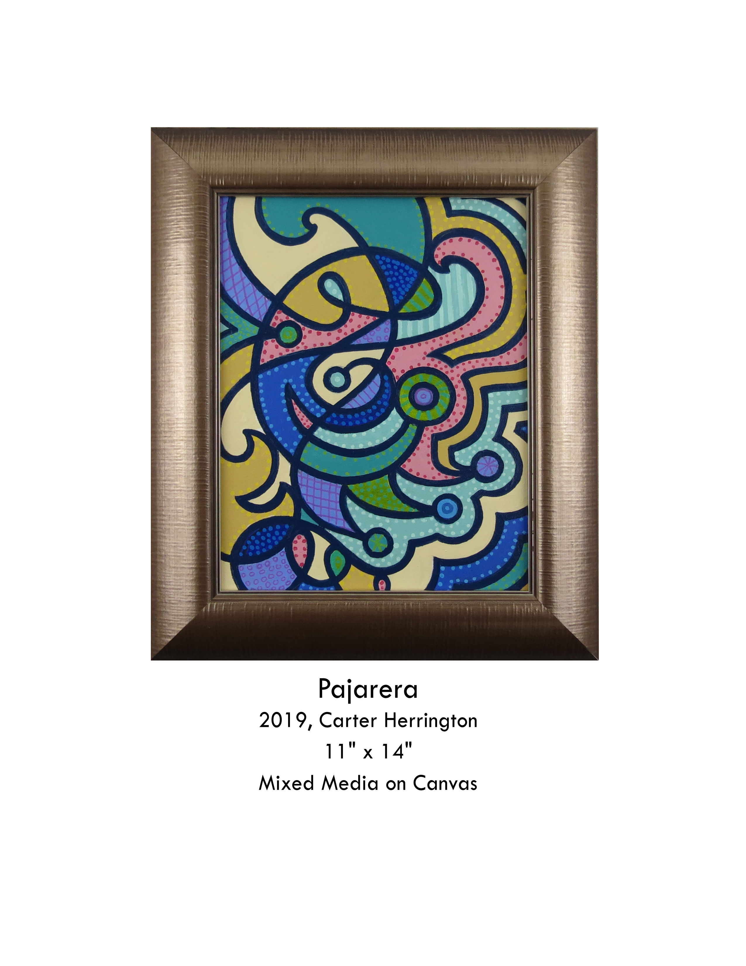 Pajarera, Original Mixed Media on Canvasboard Abstract Painting