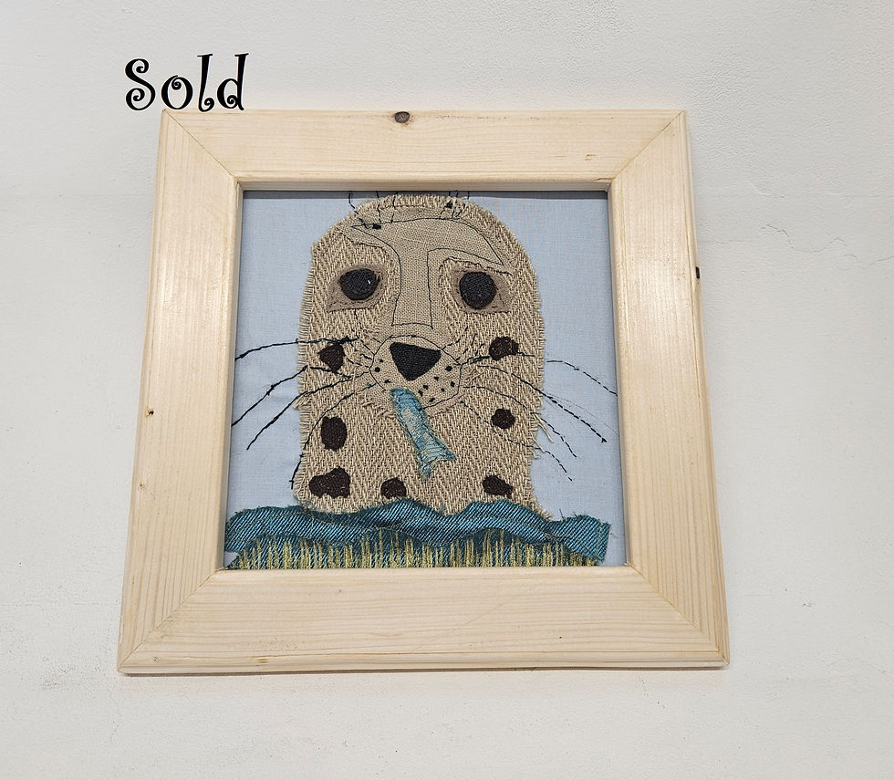 'Sammy the seal 'framed fabric picture