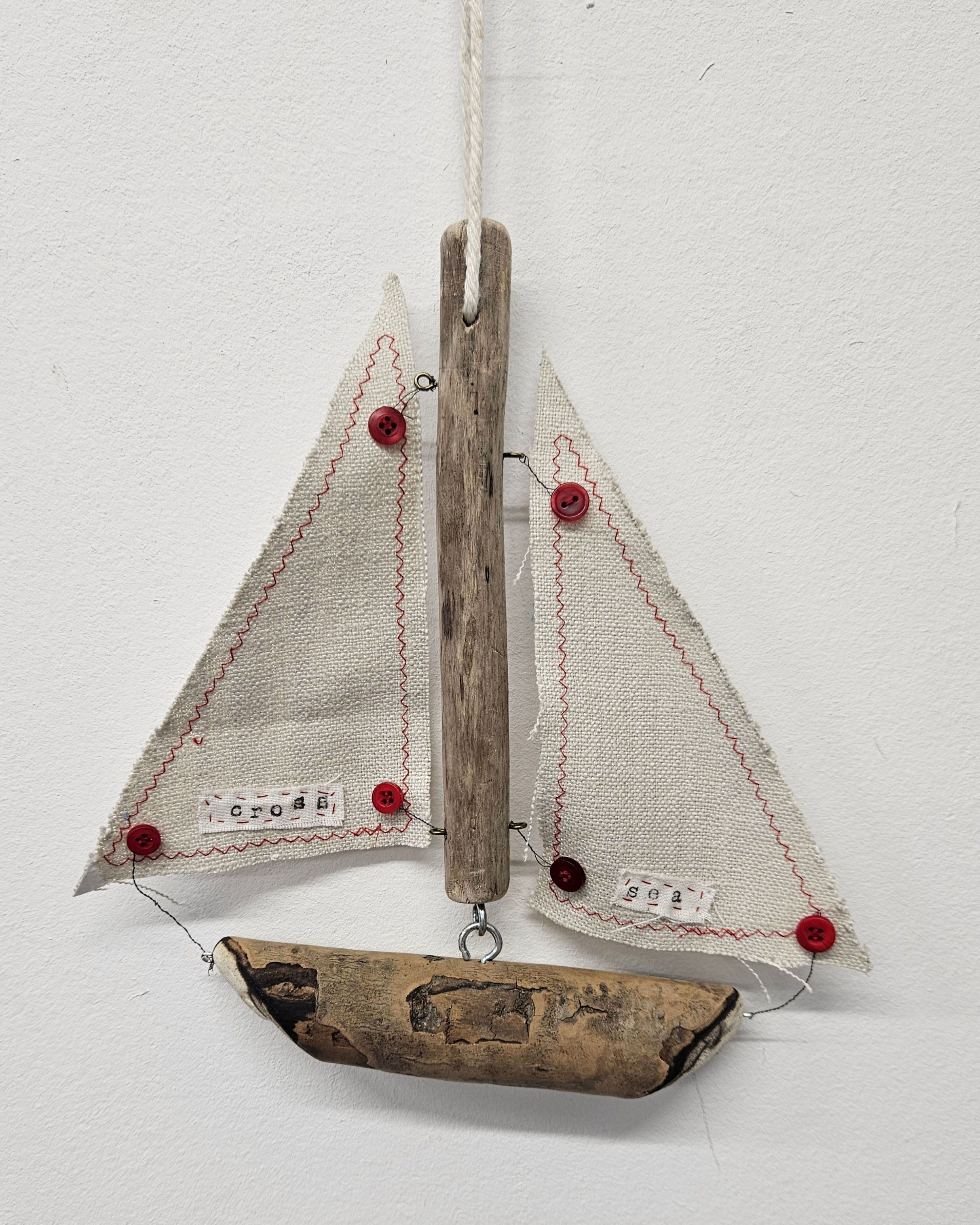 "Cross Sea" Driftwood Sailboat