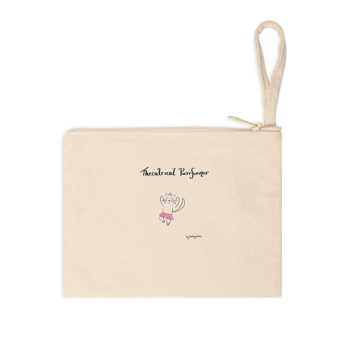 organic cotton accessory pouch with zipper dancer cat