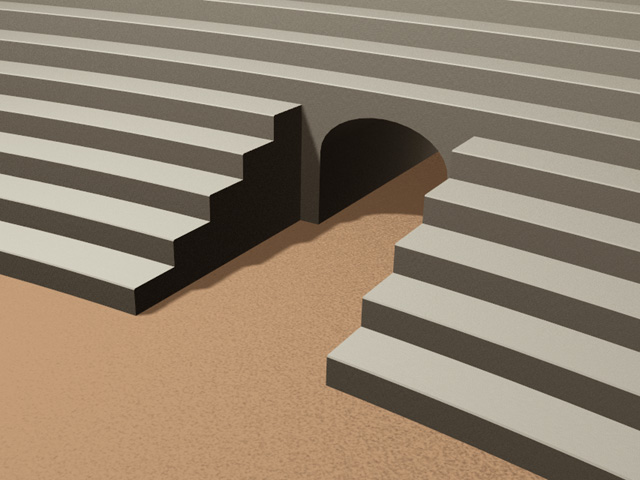 Illustration of a vomitorium in a Roman amphitheater
