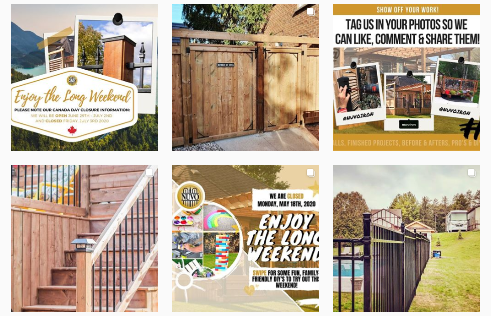 Image that shows the grid on a profile, viewed on Instagram web