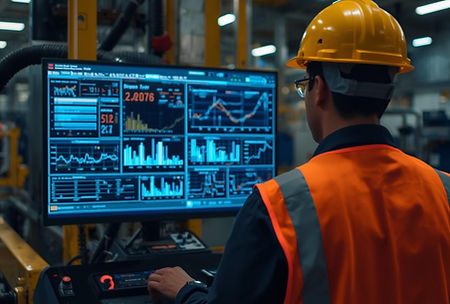 Dashboard on screen in factory. Factory worker doesn't see the dashboard..jpg