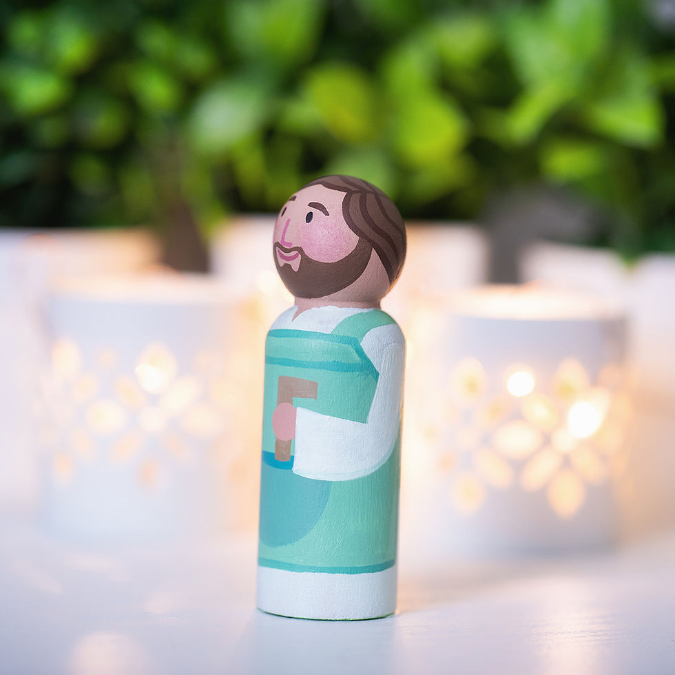 Thumbnail: St. Joseph the Worker – Hand-Painted Catholic Peg Doll