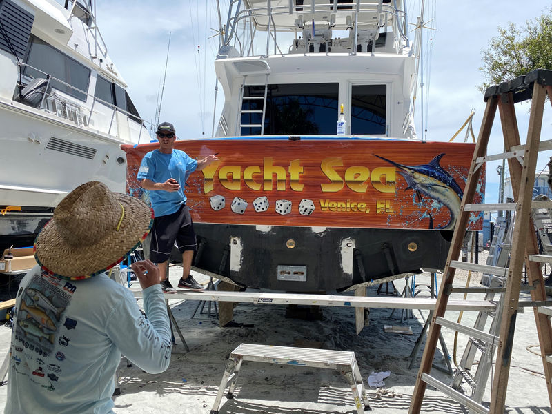 Full-color boat name graphics by The Wrap Factory