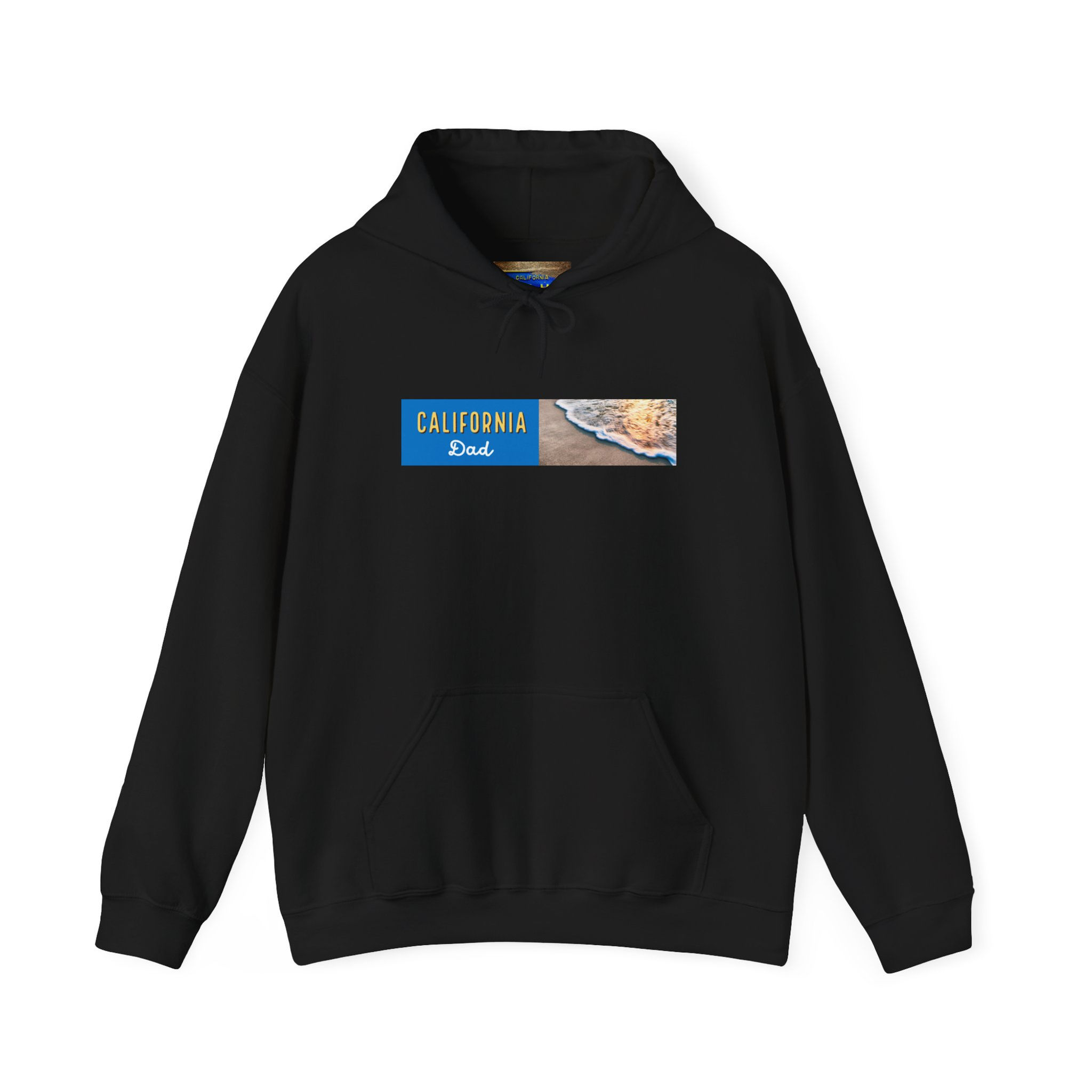 California Dad Hoodie (black hooded sweatshirt) – Surf Beach Graphic Sweatshirt
