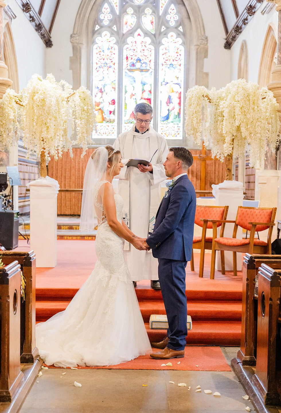 Bride and Groom in church in Hampshire