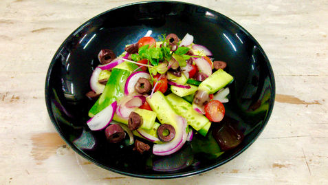 Greek Salad with Mustard Vinaigrette