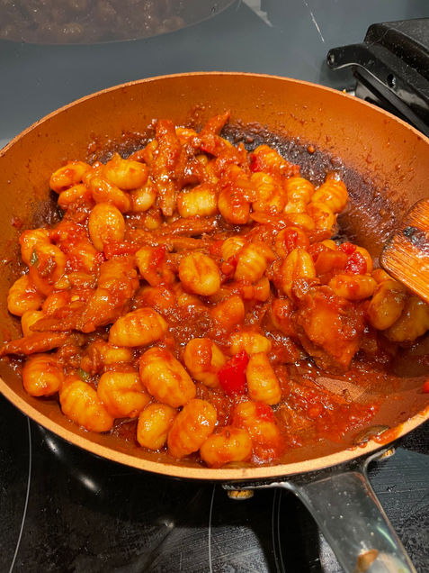 Honey and Chinese BBQ Glazed Chicken in Napoletana with Gnocchi