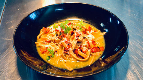 Fresh Tagliatelle Carbonara with Lardons