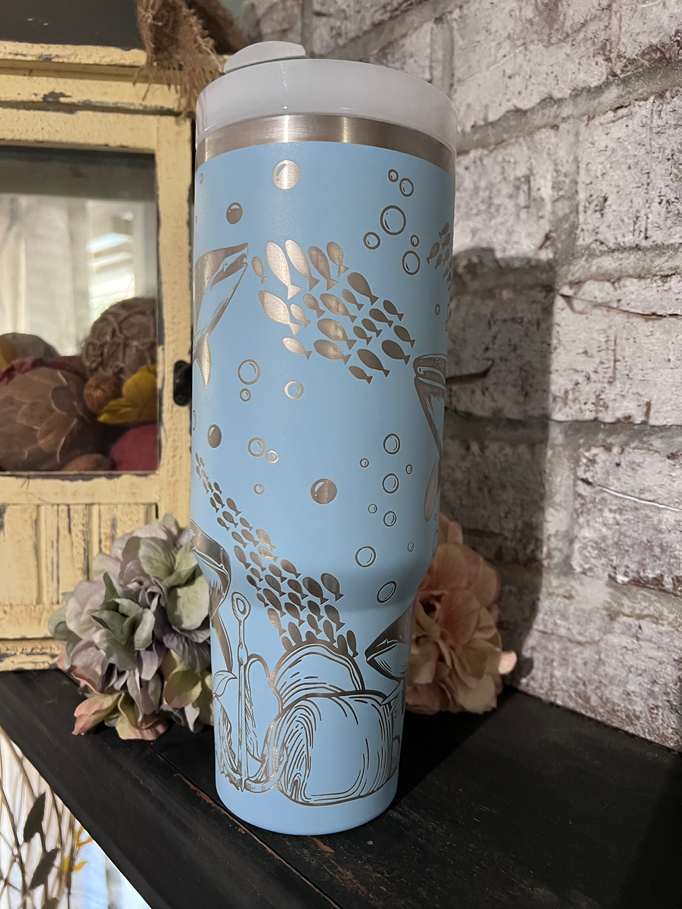 Thumbnail: 40oz Whale shark engraved tumbler 