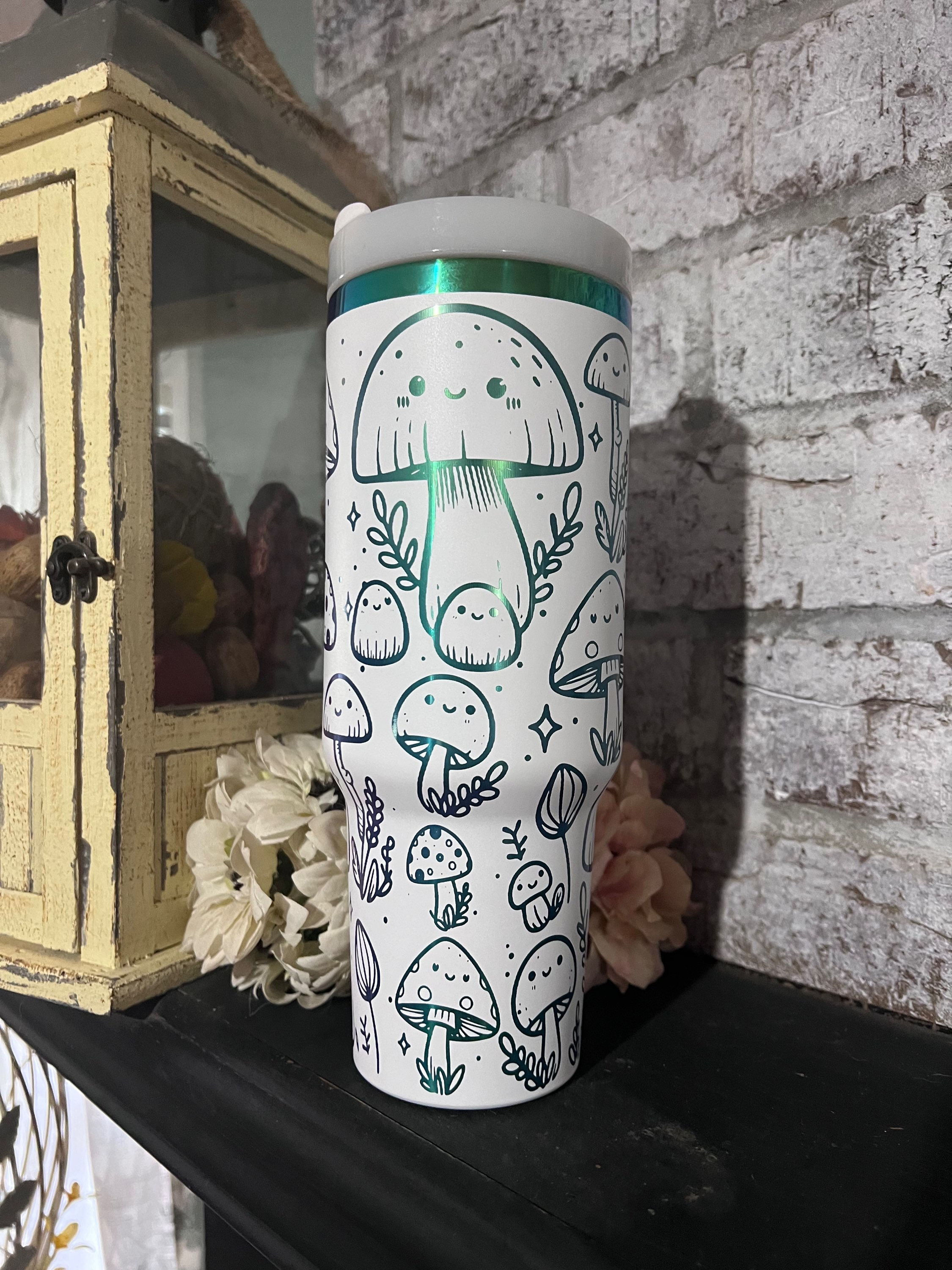 40oz Cute Little Mushrooms Engraved Tumbler