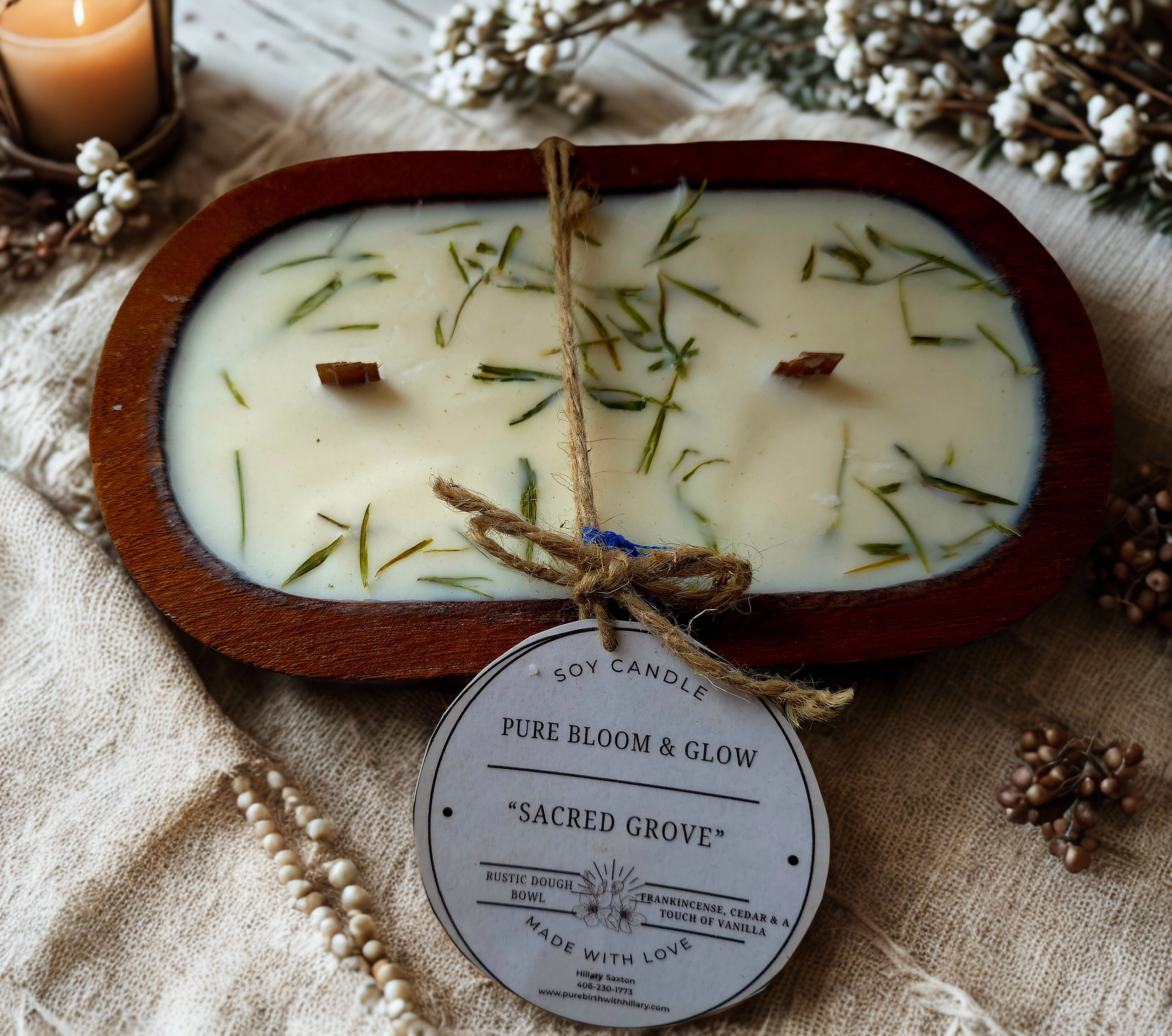 Sacred Grove Rustic Dough Bowl Candle
