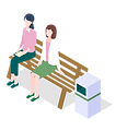 ベンチに座る女性たち