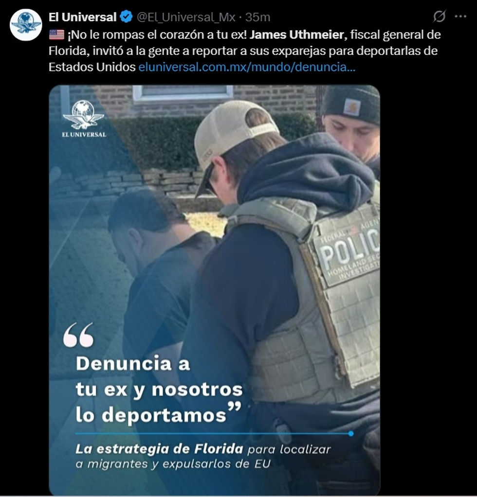 Foto publicada en la red social X, y compartida por el periódico El Universal.