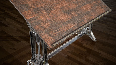 Rustic drawing table wireframe