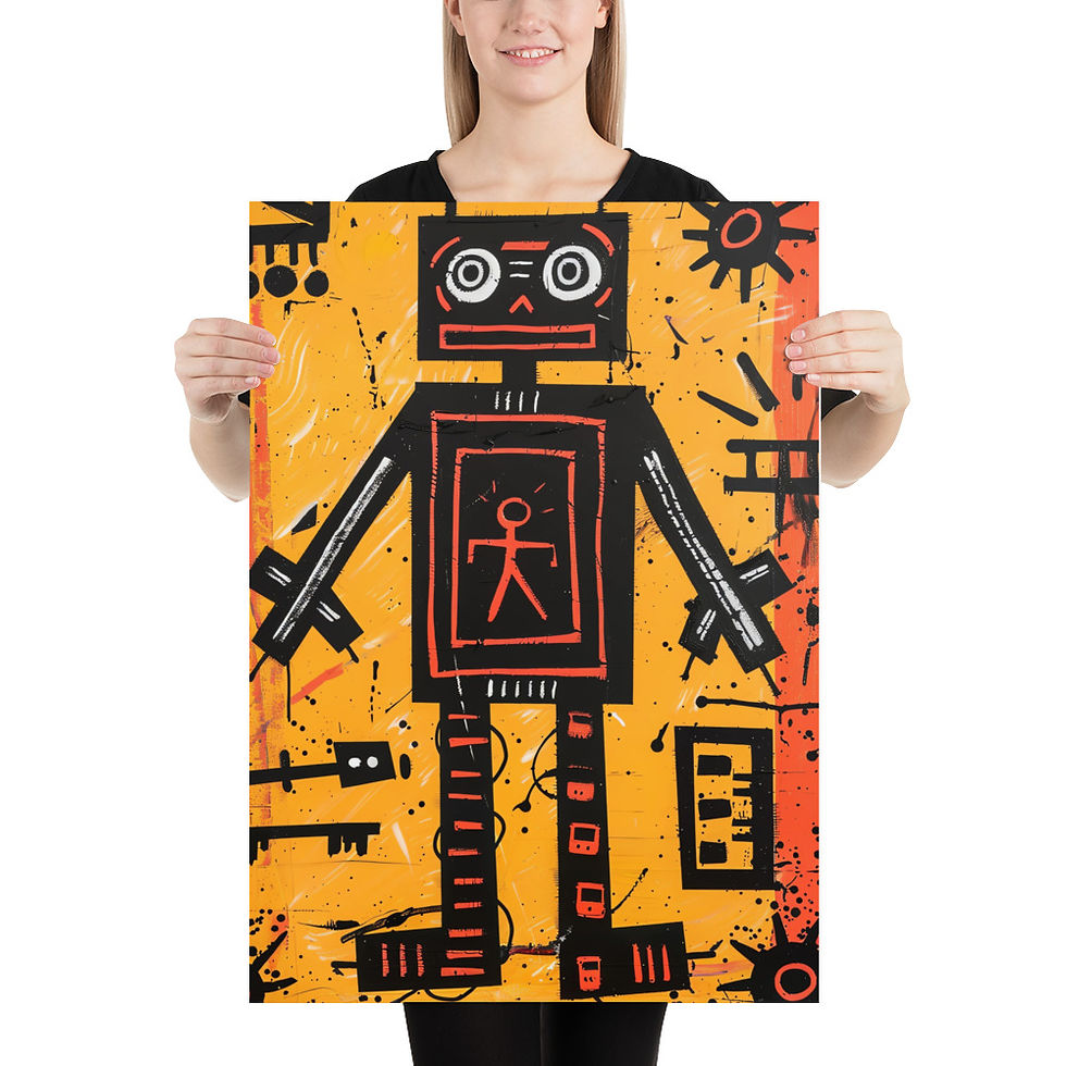 Thumbnail: Mummy Robot Street Art Inspired by Keith Haring