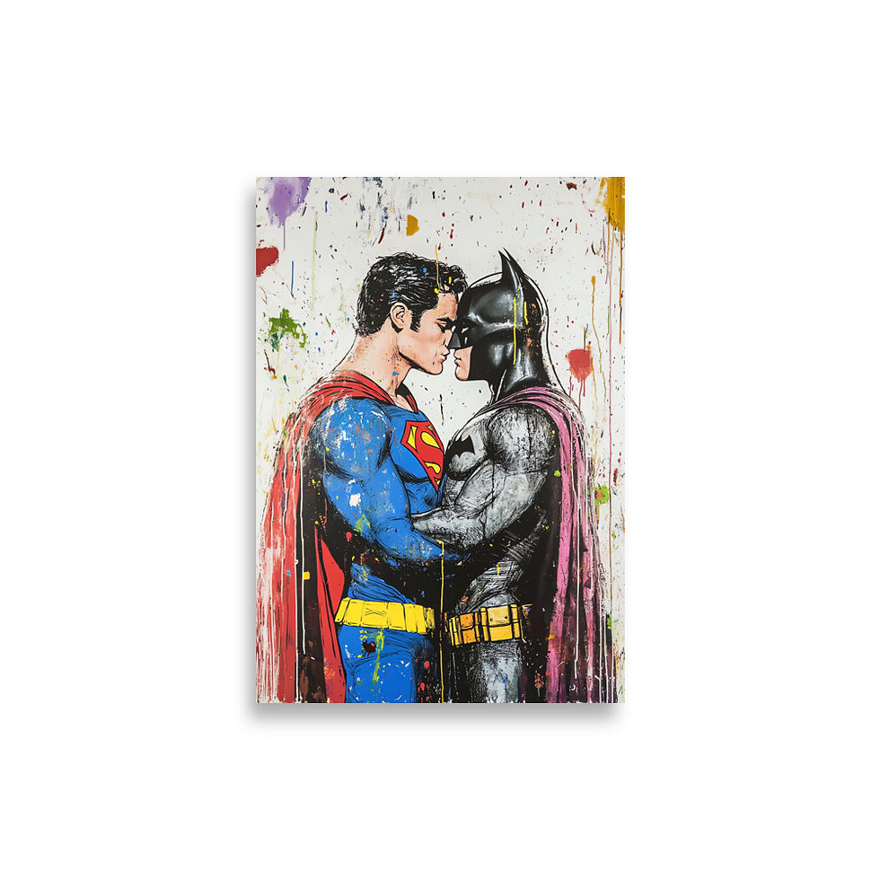 Thumbnail: Superman and Batman Embrace in Vibrant Street Art Style