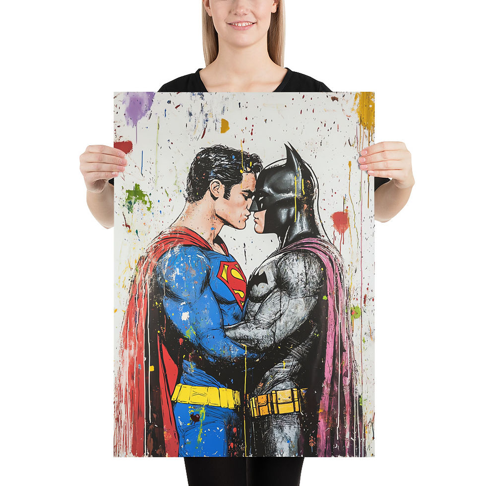 Thumbnail: Superman and Batman Embrace in Vibrant Street Art Style