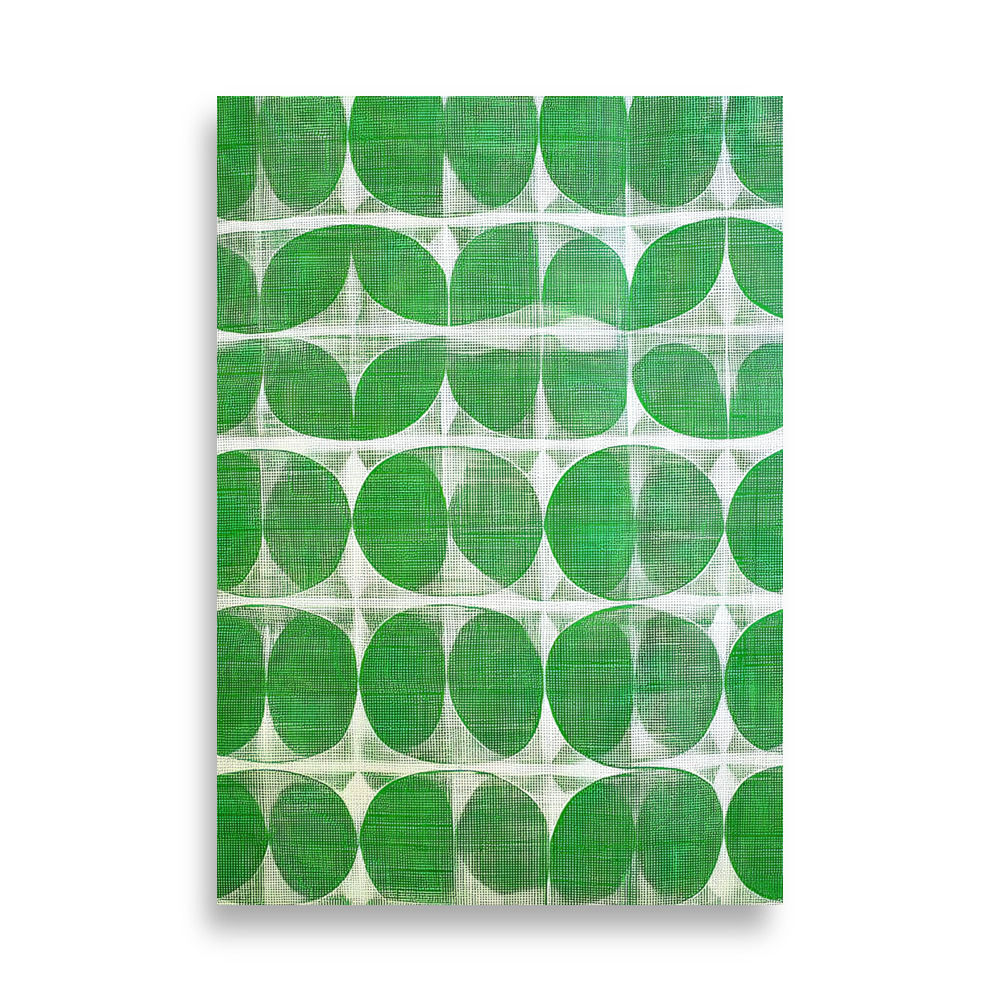 Kelly Green Mid-Century Modern Geometric Print