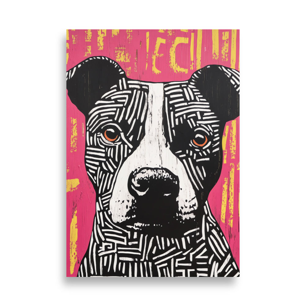 Staffie in Keith Haring-Inspired Pop Art Design