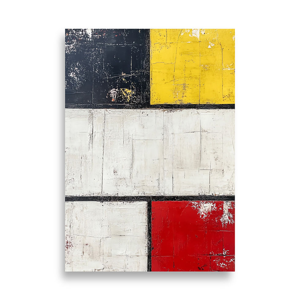 Mondrian-Inspired Distressed Abstract Print