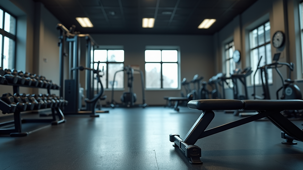 Eye-level view of a modern gym with personal training equipment