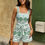 Thumbnail: Allover Print Spaghetti Strap Tie Waist Romper