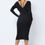 Thumbnail: Long Sleeve Midi Dress With Low V Neck Front And Back With Ruching On Sides ...
