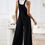 Thumbnail: Button Detail Wide Leg Overall Pockets Jumpsuit
