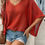 Thumbnail: Solid V Neck Knit Loose Fit Bat Sleeves Top