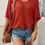 Thumbnail: Solid V Neck Knit Loose Fit Bat Sleeves Top