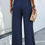 Thumbnail: Elastic Waist Belt Pockets Wide Leg Pant