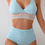 Thumbnail: Two Pieces Elastic Band Halter Ruched Bikini