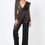 Thumbnail: Plunging V Buckle Detail Leopard Jumpsuit